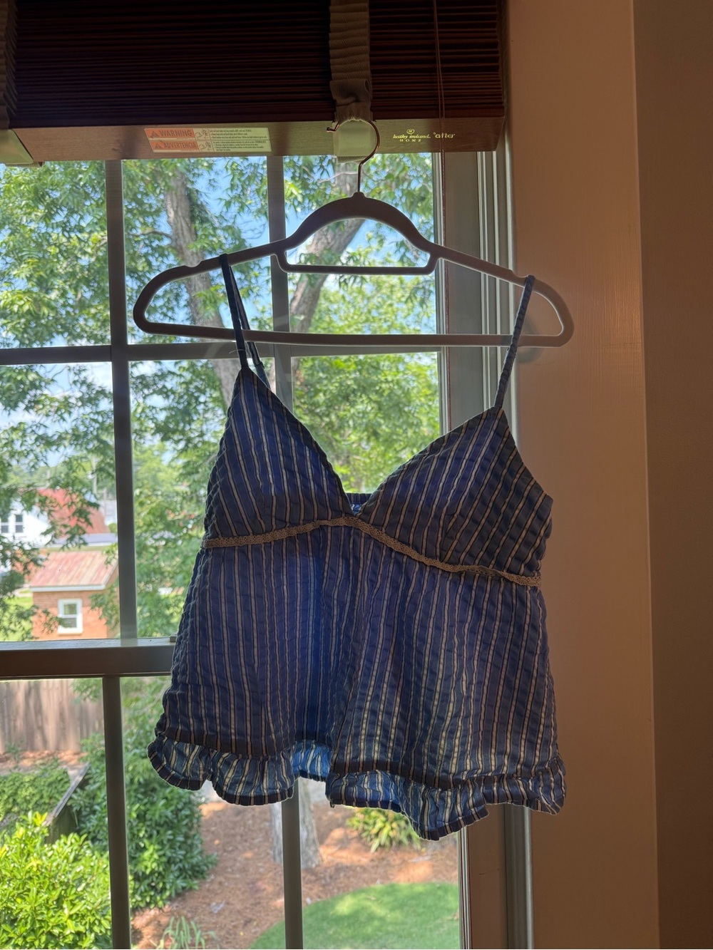 Pull&Bear Blue Striped Spaghetti Strap Top